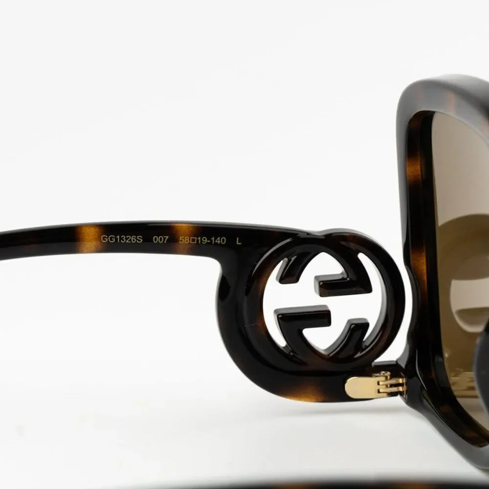NEW Gucci GG1326S 007 Havana Brown Mirror Oversized Square Unisex Sunglasses